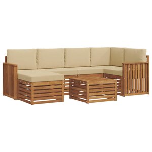 vidaXL Ensemble de canapé d'angle avec coussin 7 Pièces Naturel et Beige