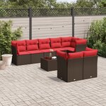 vidaXL Salon de jardin avec coussins 9 Pièces marron résine tressée