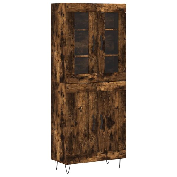 vidaXL Buffet haut Chêne fumé 69 5x34x180 cm Bois d'ingénierie