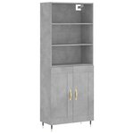 vidaXL Buffet haut Gris béton 69 5x34x180 cm Bois d'ingénierie