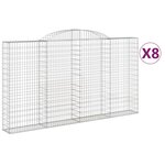 vidaXL Paniers à gabions arqués 8 Pièces 300x30x160/180 cm fer galvanisé