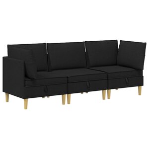 vidaXL Canapé modulaire avec rangement 3 Pièces Noir Tissu