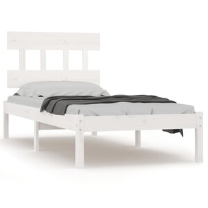 vidaXL Cadre de lit Blanc Bois massif 90x200 cm