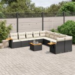 vidaXL Salon de jardin 11 Pièces avec coussins noir résine tressée
