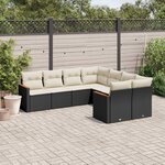 vidaXL Salon de jardin 8 Pièces avec coussins noir résine tressée