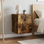 vidaXL Cabinet de chevet mural 2 Pièces Chêne fumé 33 x 34 5 x 40 cm