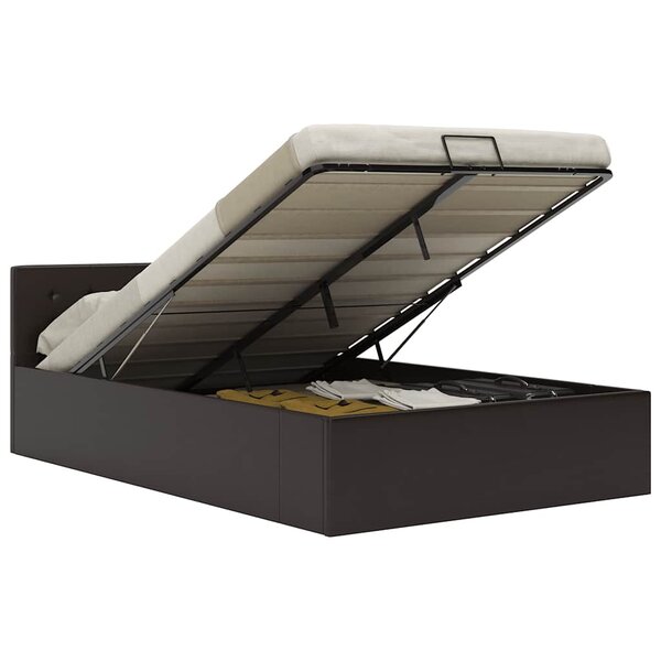 vidaXL Cadre de lit à rangement hydraulique Gris Similicuir 120x200 cm