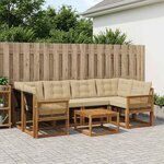 vidaXL Ensemble de canapés d'extérieur 7 Pièces Naturel et Beige