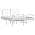 vidaXL Cadre de lit métal sans matelas et pied de lit blanc 140x200 cm
