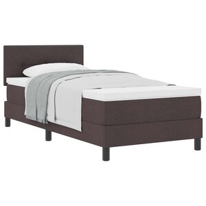 vidaXL Lit à ressorts avec matelas Marron foncé 90 x 200 cm tissu