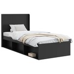 vidaXL Cadre de lit avec rangement et tête de lit Noir 75 x 190 cm