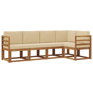 vidaXL Ensemble de canapés d'extérieur 5 Pièces Naturel et Beige