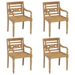 vidaXL Chaises Batavia avec coussins 4 Pièces Bois de teck solide