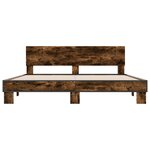 vidaXL Cadre de lit chêne fumé 200x200 cm bois d'ingénierie et métal