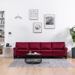 vidaXL Canapé à 4 places Rouge bordeaux Tissu