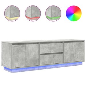 vidaXL Meuble TV avec lumières LED gris béton 160 5x41x50 cm