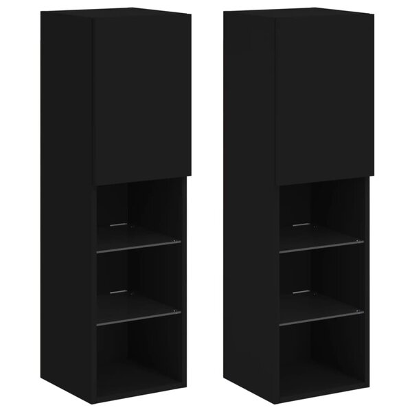 vidaXL Meubles TV avec lumières LED 2 Pièces noir 30 5x30x102 cm