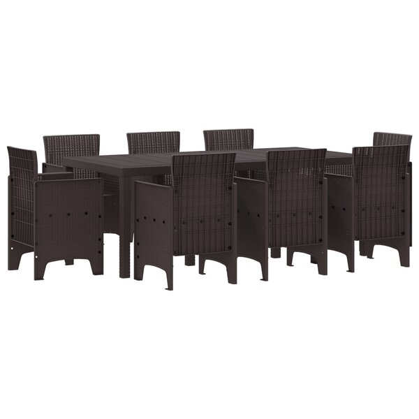 vidaXL Ensemble de Salle à Manger de Jardin 9 Pièces Marron Polypropylène