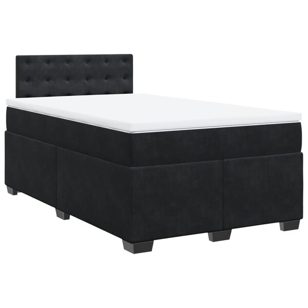 vidaXL Sommier à lattes de lit avec matelas Noir 120x200 cm Velours