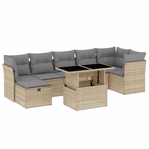 vidaXL Salon de jardin avec coussins 8 Pièces beige résine tressée