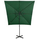 vidaXL Parasol déporté avec mât et lumières LED Vert 250 cm