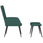 vidaXL Chaise de relaxation avec tabouret Vert foncé Velours