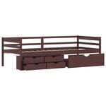 vidaXL Cadre de lit avec tiroirs et armoire Marron foncé Pin 90x200 cm