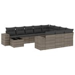 vidaXL Salon de jardin 11 Pièces avec coussins gris résine tressée