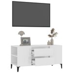 vidaXL Meuble TV Blanc brillant 102x44 5x50 cm Bois d'ingénierie