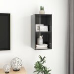 vidaXL Meuble TV mural Gris brillant 37x37x72 cm Bois d’ingénierie