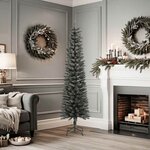 vidaXL Sapin de Noël artificiel mince avec support Vert 180 cm PVC