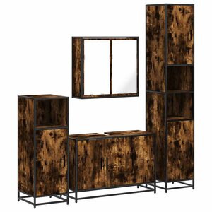 vidaXL Ensemble meubles salle de bain 4 Pièces chêne fumé bois ingénierie