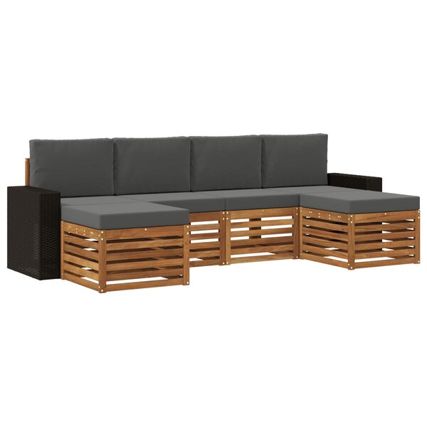 vidaXL Ensembles de canapés avec coussin 6 Pièces Naturel et Anthracite