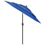 vidaXL Parasol de jardin à 3 niveaux avec mât en aluminium bleu azuré