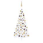 vidaXL Demi-arbre de Noël artificiel pré-éclairé et boules blanc 240cm