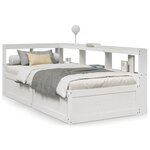 vidaXL Lit bibliothèque sans matelas blanc 90x190cm bois de pin massif