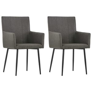 vidaXL Chaises à manger et accoudoirs lot de 2 taupe tissu