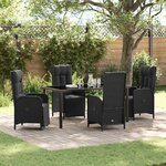 vidaXL Ensemble de salle à manger pour jardin 5 Pièces Noir Poly rotin