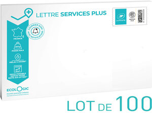 Prêt-à-Poster - Lettre Services Plus - XS - Pochette cartonnée 27,5 x 16,5 cm – épaisseur 3 cm - Lot de 100