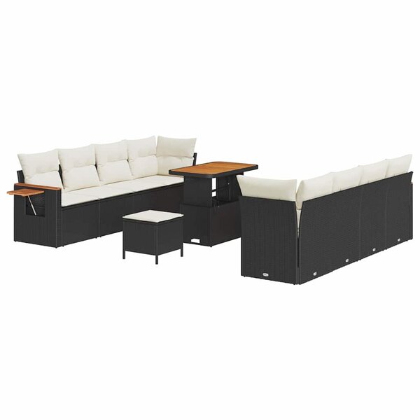 vidaXL Ensemble de canapé de jardin 11 Pièces Noir Poly rotin