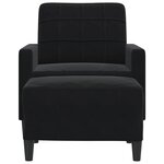 vidaXL Fauteuil avec repose-pied Noir 60 cm Velours
