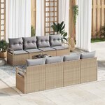 vidaXL Ensemble de canapé de jardin 9 Pièces Beige  Gris 55 x 55 x 37 cm