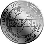 Pièce de monnaie en Platine 12 Dollars g 0.031 (1/1000 oz) Millésime 2026 Planet EARTH (PRÉCOMMANDE)