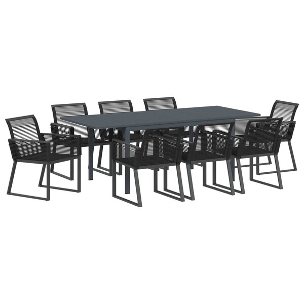 vidaXL Ensemble de salle à manger pour jardin 9 pc Noir polyrotin