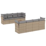 vidaXL Salon de jardin avec coussins 9 Pièces beige résine tressée