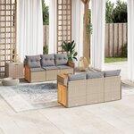vidaXL Salon de jardin avec coussins 7 Pièces beige résine tressée