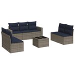 vidaXL Salon de jardin 8 Pièces avec coussins gris résine tressée