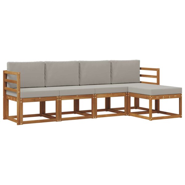 vidaXL Ensemble de canapés d'extérieur 5 pc Gris Naturel et Clair