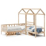 vidaXL Ensemble de lit de jour et de banc et toit 90x190 cm pin massif