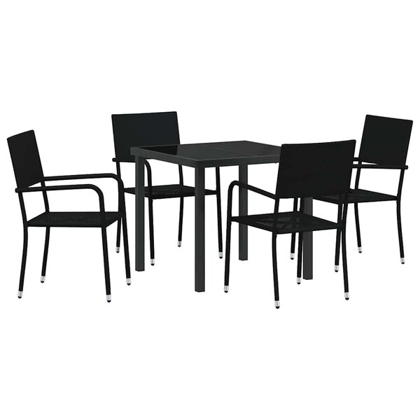 vidaXL Ensemble de salle à manger pour jardin 5 Pièces Noir polyrotin